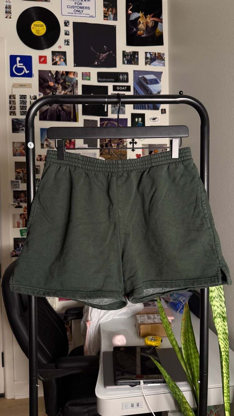 Brandy Melville Dark Green Rosa Fleece Sweatshorts